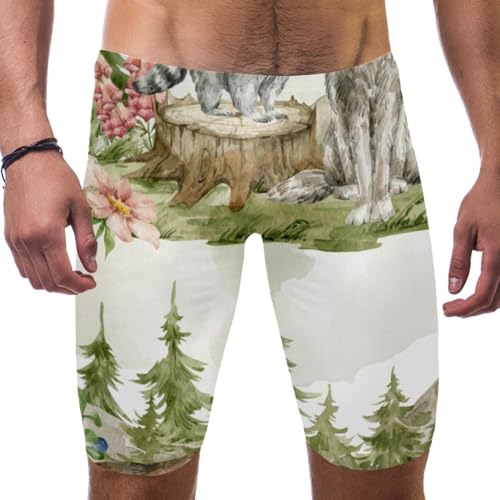 Traje de baño de competición Wolf Bear de pierna cuadrada para niños