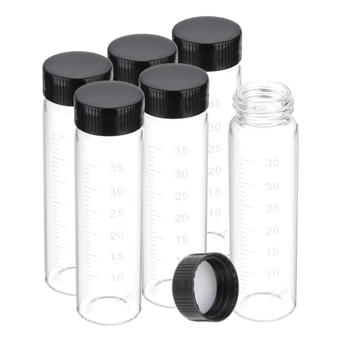 Flacons en verre borosilicaté PATIKIL 40ml transparent de qualité laboratoire avec bouchon noir