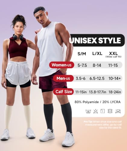 PULIOU Compression Socks for Women Men 15-20 mmHg,Best Support,Easy On Off | Graduated Support,All day comfort,Breathable,for Flying,Travel,Cycling,Running,Athletic,Pregnancy,Daily Wear,2 pairs - image 5