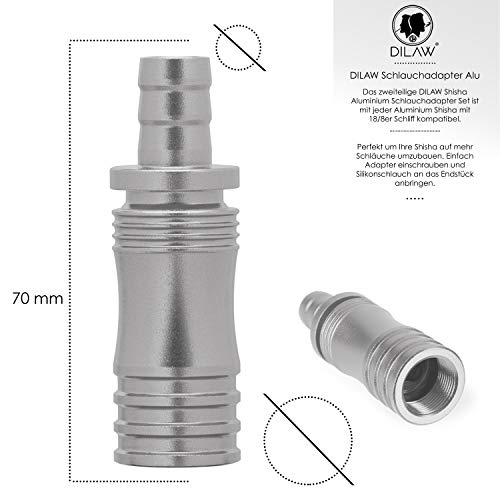 DILAW® Shisha Aluminium Schlauchadapter 18/8 Schliff Set 2-teilig Universal Hookah Wasserpfeife Alu Manyak,Opal,Vatos… – Bild 5