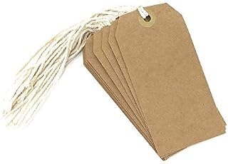County Large Tie On Luggage/Storage Card Tags with String - Brown Card - Pack of 10 Tags - Size 120Mm X 60Mm, B014OYIHWA_1_SML