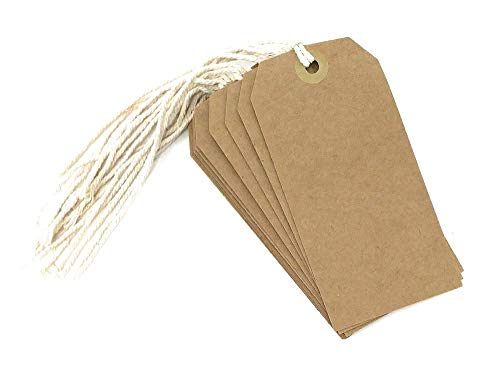 County Large Tie On Luggage/Storage Card Tags with String - Brown Card - Pack of 10 Tags - Size 120Mm X 60Mm B014OYIHWA_1_SML