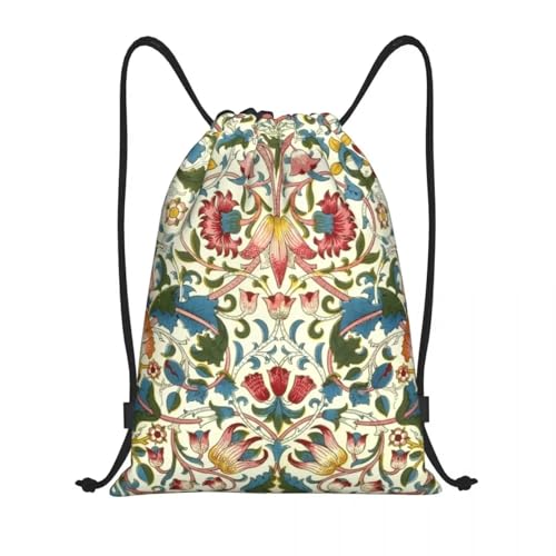 TPDODON Drawstring backpack William Morris Drawstring Backpack Bags Women Men Lightweight Floral Gym Sports Sackpack Sacks for