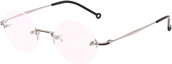 Agstum Pure Titanium Round Optical Rimless Eyeglasses Frame Clear Lens