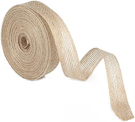 jijAcraft 6 Rolls Jute Craft Ribbon Burlap Ribbons, Gift Ribbon, 60M Rustic Hessian Ribbon(2cm)