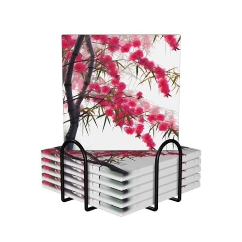 Dessous de verre céramique liège avec support métal pour table basse maison
