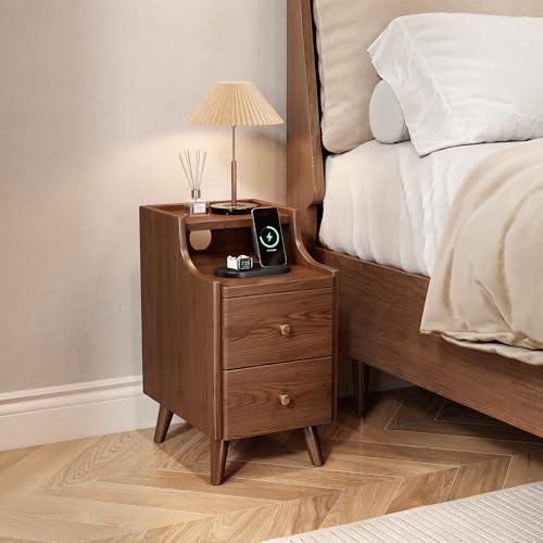Narrow Nightstand with Drawers, 11.8