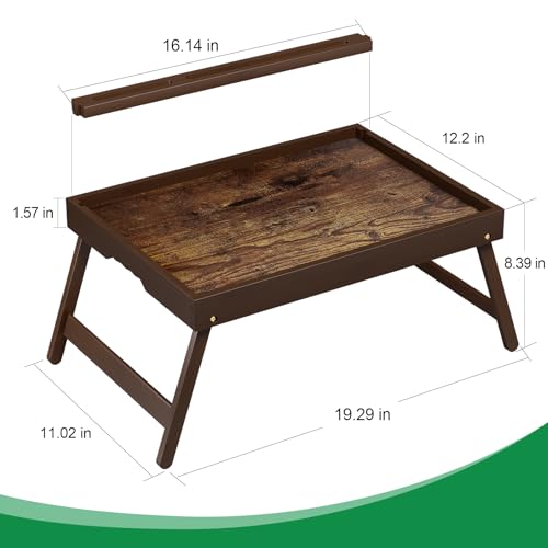 Image of Bamboo Bed Tray Tables with Device Stands, Large, 2-Pack | Two FSC-certified bamboo bed trays with folding legs and removable device stands for meals, laptops, reading and serving.