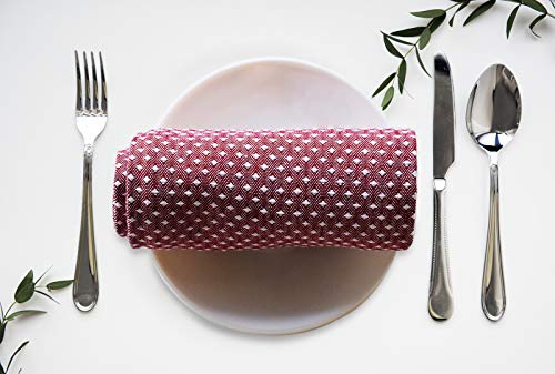 Whitewrap Kitchen Towels | 100% Cotton | Dish Towels For Kitchen | 15"X25" Rice Weave Maroon 12-Pack | Hand Towels, Tea Towels, Dish Cloths| Super Absorbent | Reusable Cleaning Cloths #TOP4