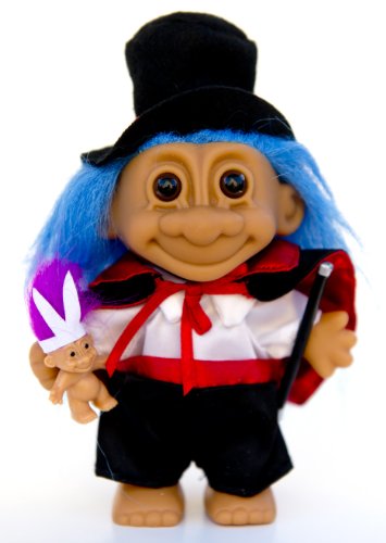 Muñeco Troll Mago Azul 15 cm Rabbit y Varita miniatura 1