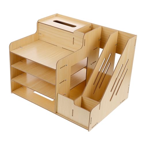 QUMIIRITY 卓上収納ラック 木製オープンラック 置物架 コ字型デスクオーガナイザー 文具や小物整理用 多目的収納棚 寝室 リビング対応