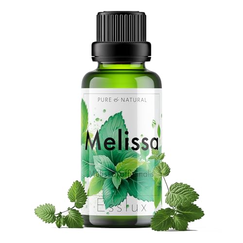 Image of Esslux Melissa Essential Oil for Comfortable Skin - Therapeutic Grade Melissa Oil - Perfect for Aromatherapy, Sensitive Skin, Sleep & Stress - Use in Diffusion or on Skin - 120 ML