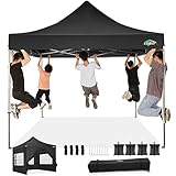 COBIZI Pavillon Faltpavillon 3x3 wasserdicht stabil Winterfest,Outdoor faltbar partyzelt,gartenpavillon mit 4 Seitenteilen und 4 Sandsack und Laufradtasche, Schwarz