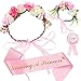 BRT Bearingshui Growing a Princess Sash Mother to Be Flower Crown Wristband Daddy to Be Pin Kit, Baby Shower Sash, Baby Shower Decorations Gift for Girl