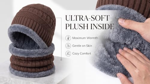 Image of Woolen Winter Cap with Neck Scarf for Boys and Girls /Kids Winter Cap (Age 5-14 Years)