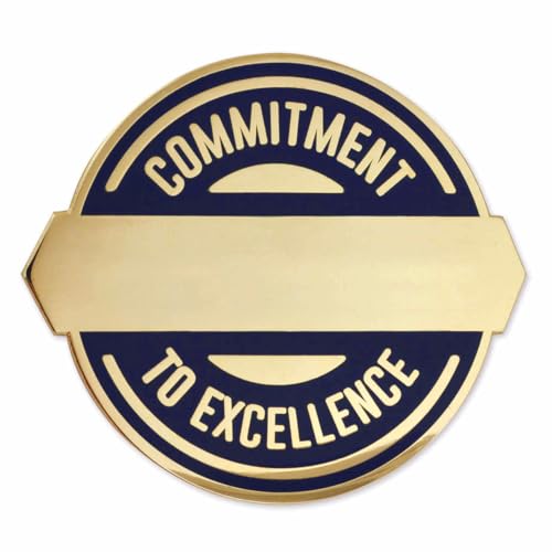 Image of PinMart Commitment to Excellence Engravable Award Pin - Employee of the Month Recognition | Gold Cloisonne Lapel Pin | Personalized Corporate Award