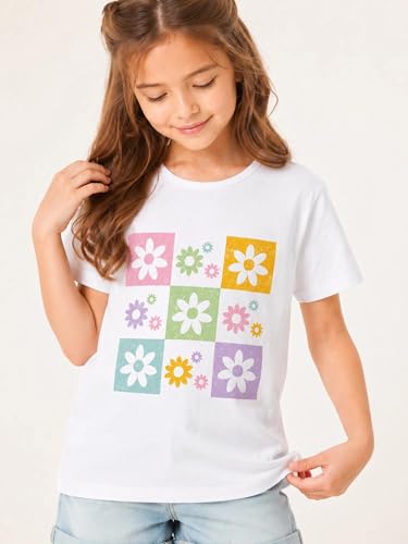 Image of Girls' Graphic Tees Summer Cute Tops Casual Short Sleeve Crew Neck T Shirts