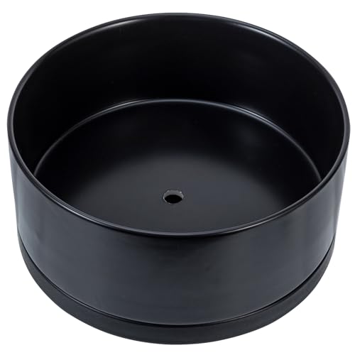 MyGift 8 Inch Black Ceramic Succulent Planter Pot - Decorative Flower Plant Bowl with Removable Saucer