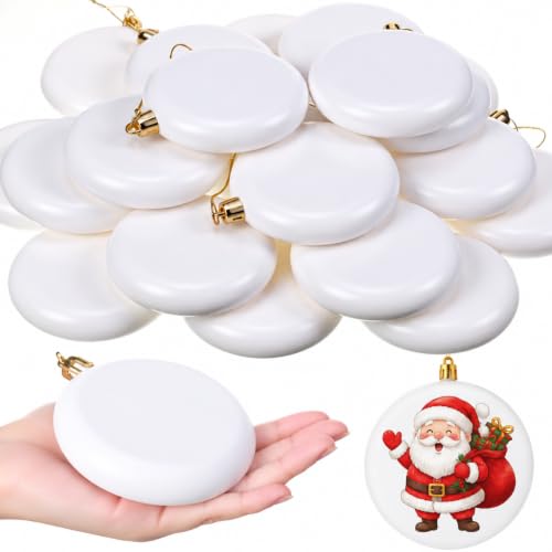 Foilswirl 30 Pcs Christmas Blank White Ball Ornaments 3.15 Inch, Gold