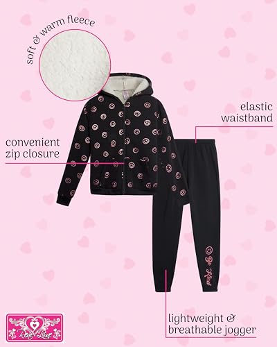 Real Love Girls Sweatsuit Set - 2 Piece Zip Up Hoodie Sweatshirt with Sherpa Fleece Lined Hood and Jogger Sweatpants (7-12)2