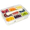 SHUOMAO Snack Box with 9 Compartments,Divided Serving Tray with Lid and Handle Food Snack Box Charcuterie Containers for Parties Plan Christmas Halloween,Clear Organizer for Veggie,Candy, Fruit,Nut