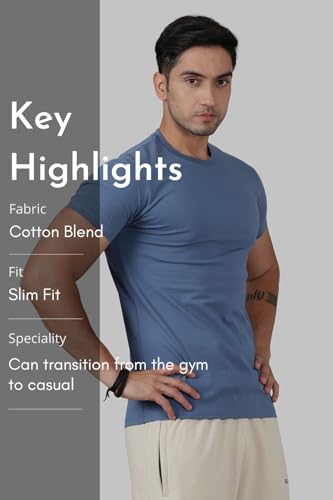 Image of Men's Crew Neck Slim Fit Gym Sports T-Shirt