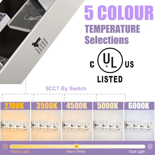 Image of Modern LED Bathroom Light Fixtures Dimmable 4-Light Chrome Vanity Light