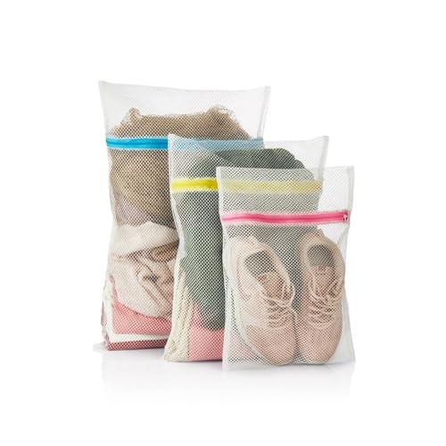 3Pcs Lingerie Bags for Washing Delicates,Washing Nets, Small Fine Mesh Laundry Bags (1 Large,1 Medium,1 Small) (Small-Medium-Large)