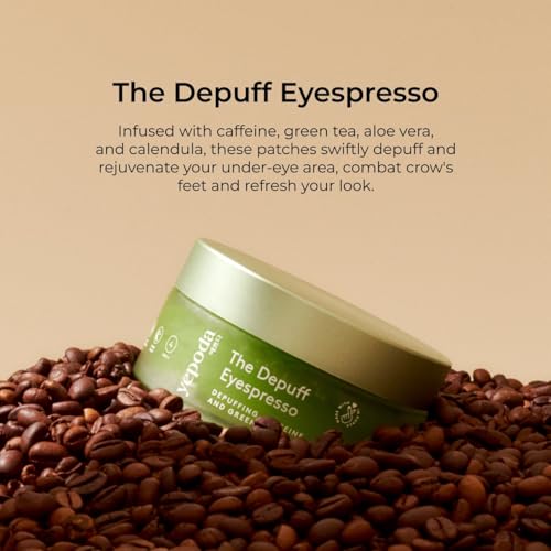 Yepoda The Depuff Eyespresso, abschwellende Augenpads mit Koffein & grünem Tee. Reduzieren Schwellungen & revitalisieren die Augenpartie. Vegan, koreanisch, für alle Hauttypen. 60 St / 90 g