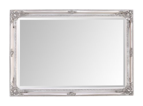 Image of Select Mirrors Rhone Mirror - Large French Antique, Rococo Baroque Style, Chic Wall Mirror -70cm x 100cm (Antique Silver)