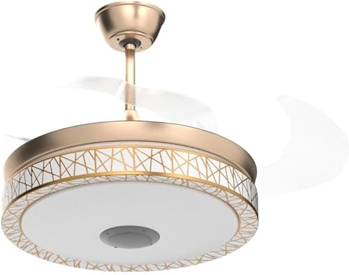 Miniatura 4 de Candelabro Bluetooth de 42 pulgadas con luces y control remoto, ventilador de techo moderno con cuchillas retráctiles, color dorado