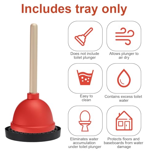 Image of Plunger Tray Toilet Plungers Holder Only Plunger Mat Air Drying Mat for Toiletplunger Universal Toiletplungers Holder Drip Tray for Bathroom Kitchen Wicks Water from Plungers and Dries Quickly(Black)