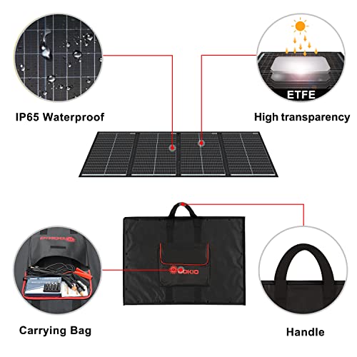 Image of DOKIO 200W 36V Portable Foldable Solar Panel Kit, Compact 20x27.4in Design 9.7lb with Standalone Controller and USB, Monocrystalline Charger for 24V Batteries, Power Stations, RV Camping Emergency Use