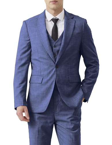 MOGU Men's 3 Piece Slim Fit Suit – Formal Business Tuxedo Set for Wedding Groom, Prom, Dinner, Party