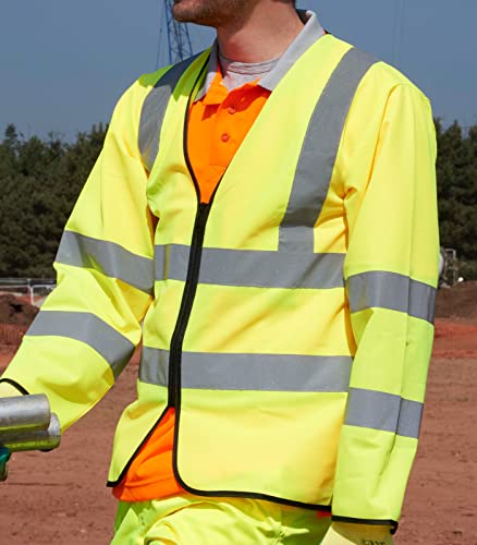 Hi Vis Long Sleeve Zip Vest Unisex High Visibility Zipped Waistcoat Reflective Jacket Class 3 - Image 2