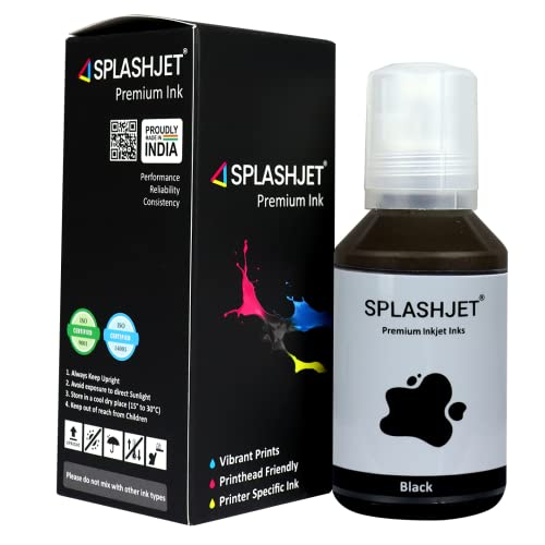 Image of Splashjet 008 Compatible Refill Pigment Ink for Epson L15150, L15160, L6550, L6570, L6580 Printer - Compatible Ink Bottle for Epson 008 Ink Code - (120gm x 1Black) Ink Bottle - 501807