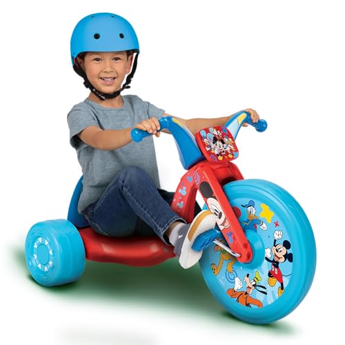 Mickey Mouse Ride-On 15' Fly Wheels Cruiser Tricycle Bike, Trike Has Built-in Light on Both Sides of Big Wheel, Ages 3-7, for Kids 41”-44” Tall - 70 lbs. Weight Limit