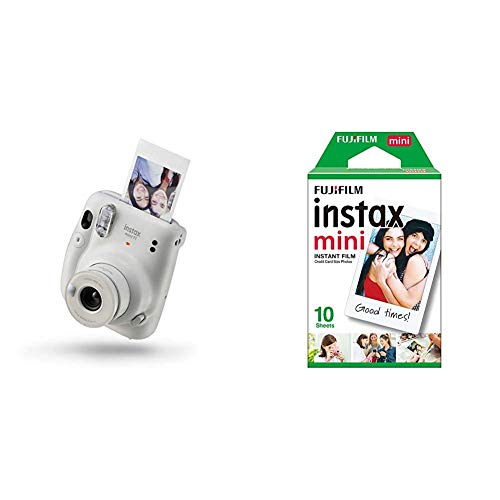 Mini 11 Camera, Ice White + Fujifilm Instax Mini Instant Film, 1x 10 Blatt (10 Blatt), Weiß