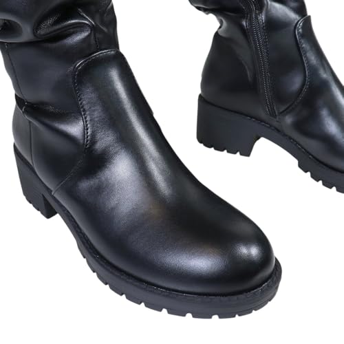 Liliana Womens Over The Knee Low Heel Lug Sole Boots4