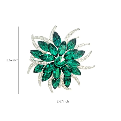 Image of Large Crystal Flower Brooch Pin for Women Red purple pink green Rhinestone Flower Lapel Pin Wedding Party Birthday Dance Banquet Dress Suit Ceremony Clothes Hat Bag Accessories Jewelry