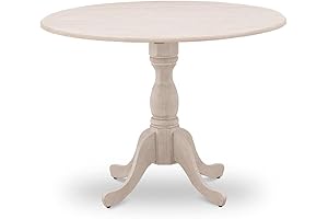 East West Furniture Dublin - 42 Inch Round Wood Top Drop Leaf Kitchen Dining Table