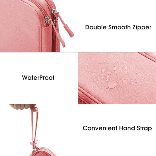 Arae Elektronik Zubehör Organizer, Kabeltasche Travel Essentials, Doppelschicht Reise Kabel Tasche, Electronic Accessories für Ladegerät, USB, SD Karten, Kopfhörer (Rosa, M)