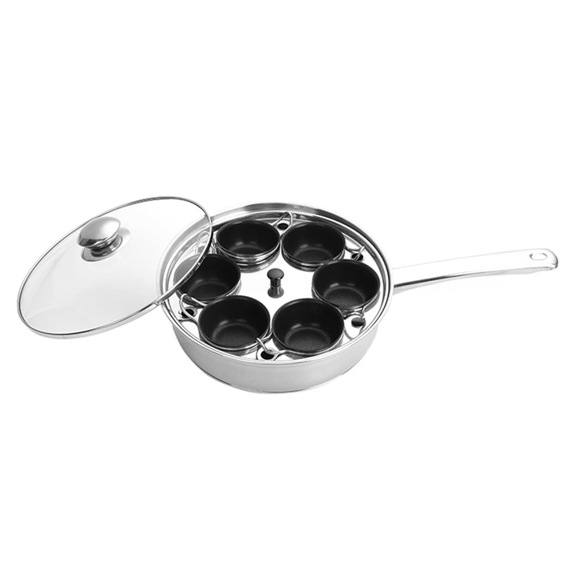 CTRLZS Universal Stainless Steel Egg Poacher Pan Induction Cooktop Egg Steamer Frying Pan for Breakfast Steamed Eggs