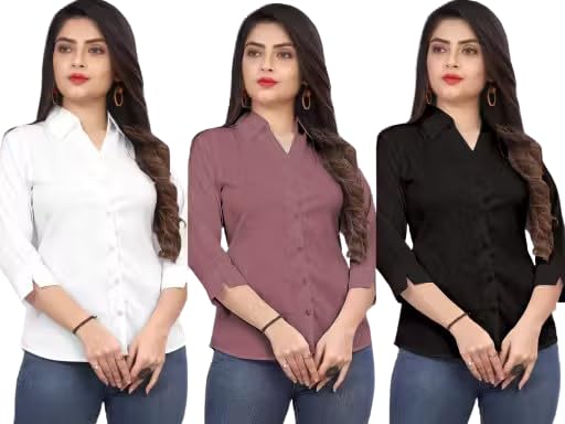 Women’s Formal Shirt Combo Pack of 3 –Lavender, mintgreen, Black -1_P7-picture-38