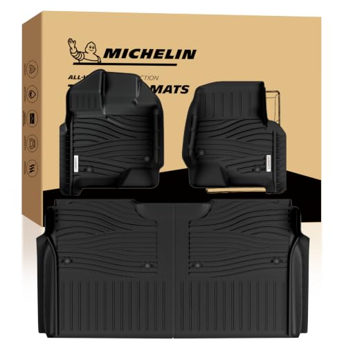 Image of Michelin Vehicle Mats for 2015-2025 Ford F150 /2022-2025 F-150 Lightning | Fit 2017-2025 Raptor, SuperCrew Cab, All-Weather TPE Custom Fit Floor Mats /Truck Liner, 3 PCS, Elite