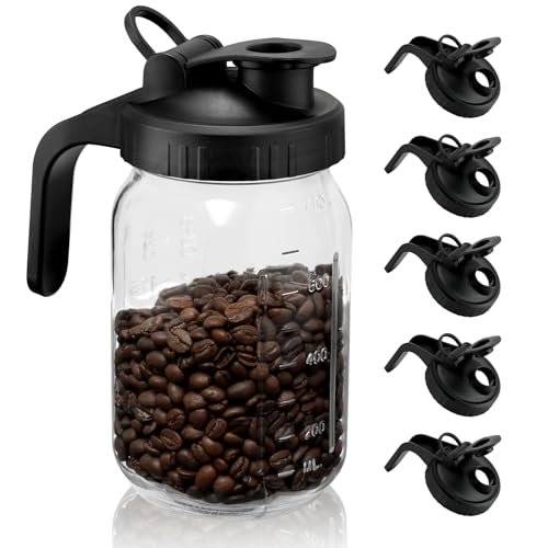 huspossesser Wide Mouth Mason Jar Lids with Handle 6Pack Black,