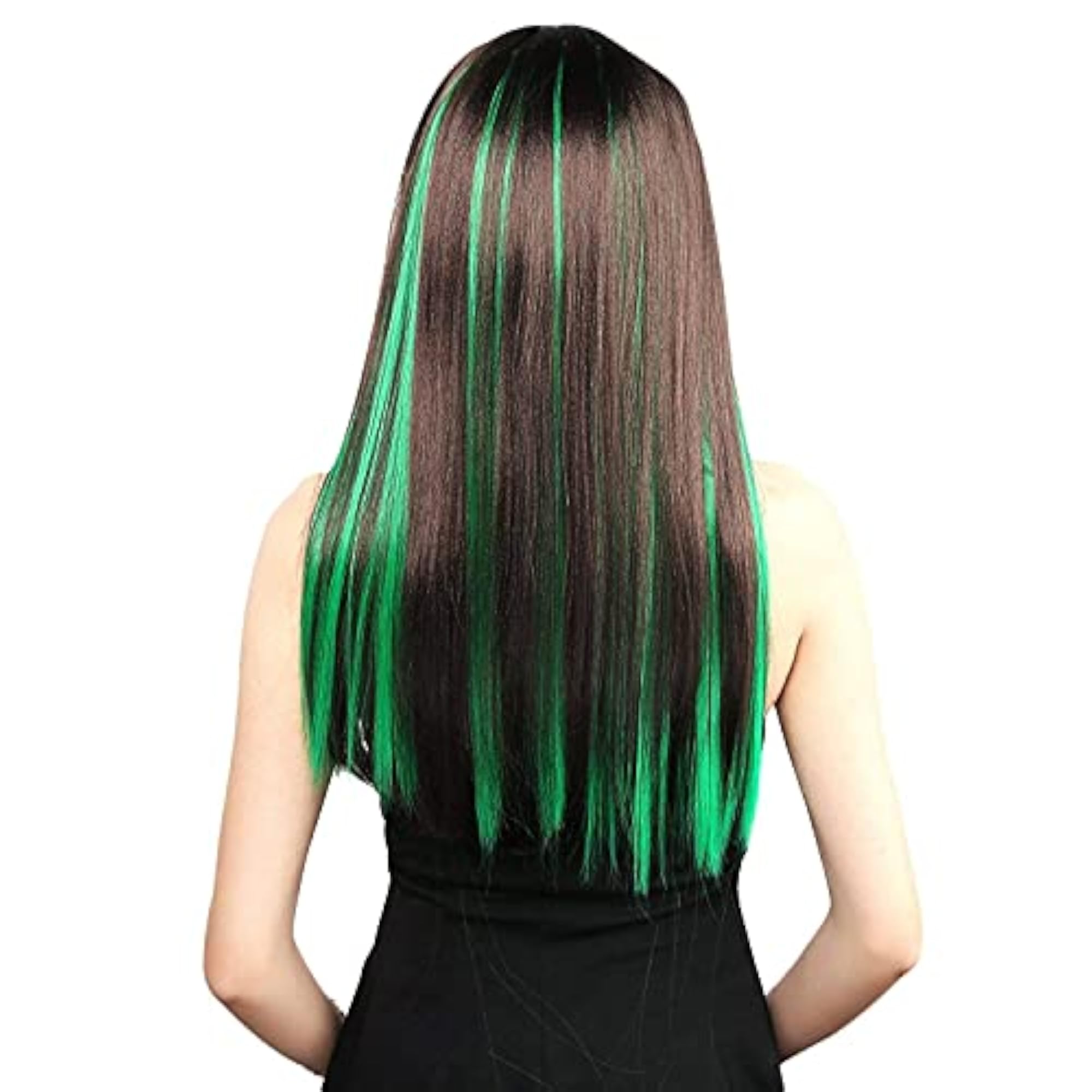 Set of 4 Hair Streak Colored Extensions for Women, Green