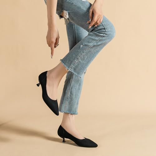 Women's Pumps Kitten Heels Pointed Toe Knit Comfortable Casual Work Office Wedding Dressy2