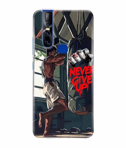 Image of Never Give Up Motivation Quotes Printed Hard Back Case Cover & Compatible for Vivo V15 (Multicolor) - D1809