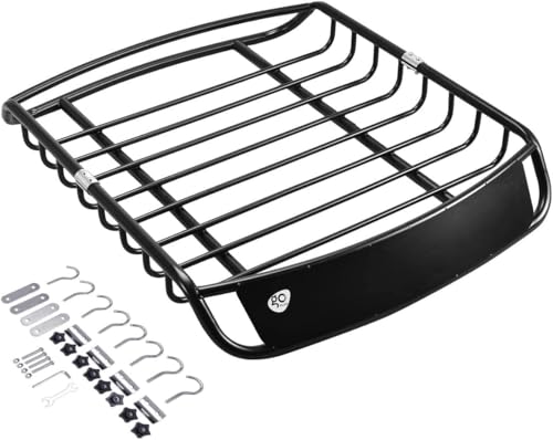 GOPLUS Galerie de Toit de Voiture en Métal,120x98x16,5CM Charge 110 KG, Porte-Bagage pour Voiture avec Barres Verrouillables, Support de Toit, Panier de Toit avec 8 Crochets,Noir